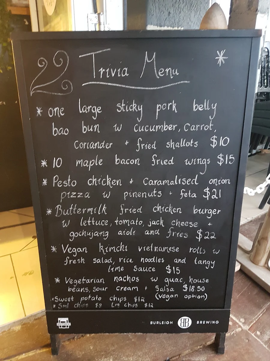 Menu, Kings Beach Bar