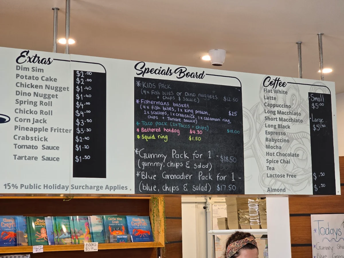 Menu, Port Albert Fish & Chip Co