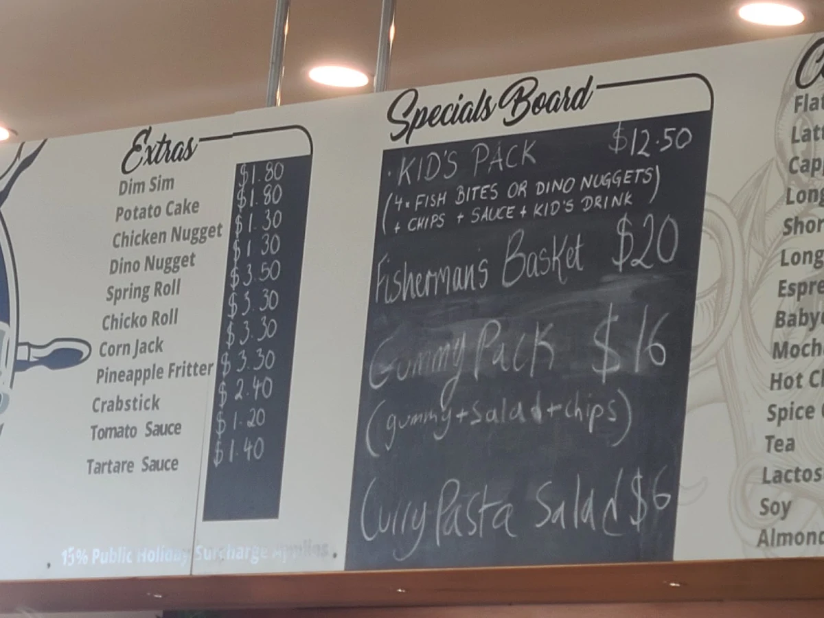 Menu, Port Albert Fish & Chip Co