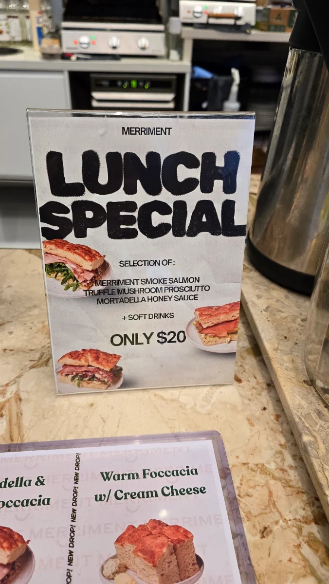 Menu, Merriment Café
