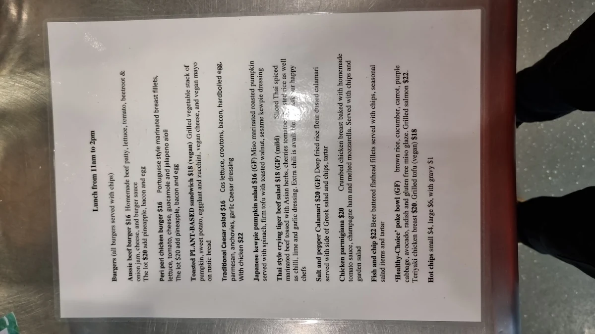 Menu, Discovery Cafe CSIRO