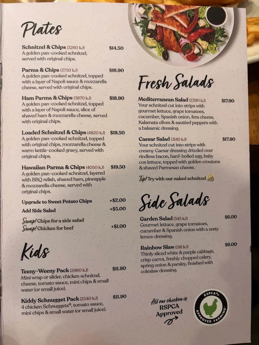 Menu, Schnitz West End Plaza