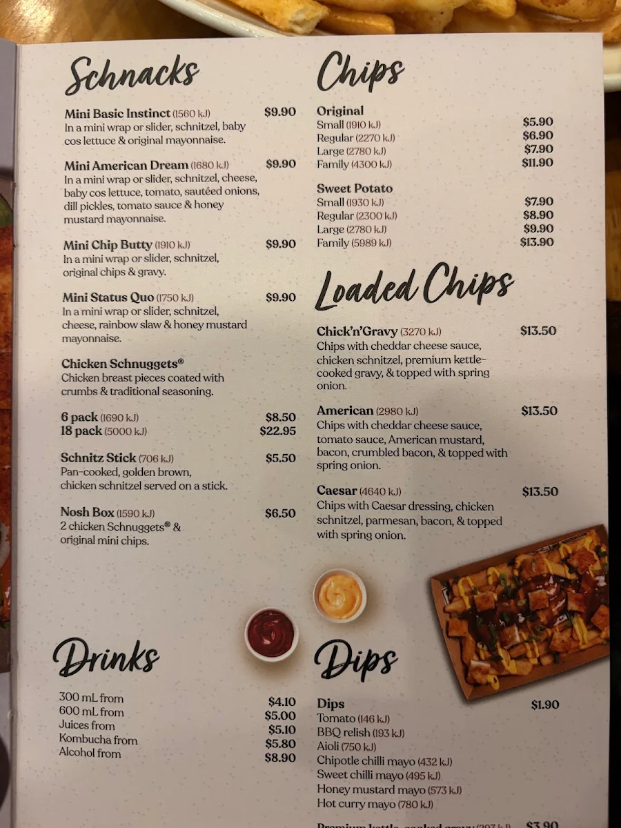 Menu, Schnitz West End Plaza