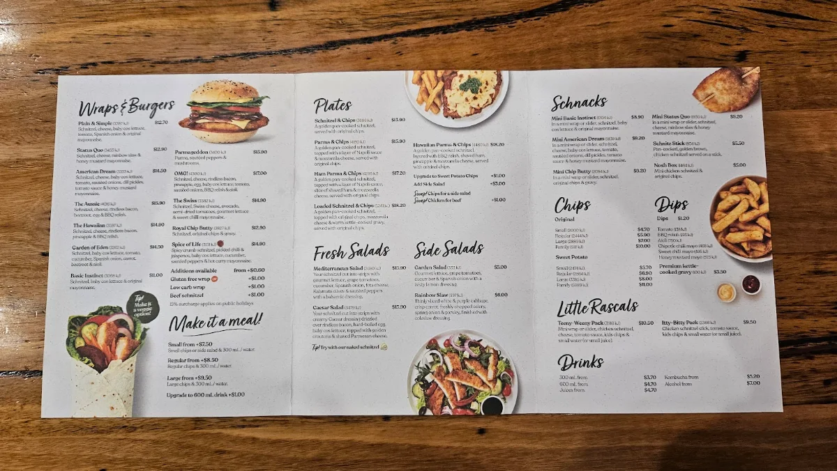 Menu, Schnitz West End Plaza