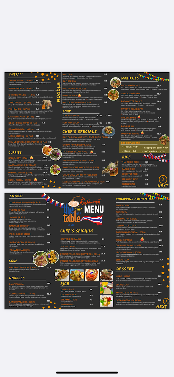 Menu, The Table No. 2 - Manila meets Bangkok