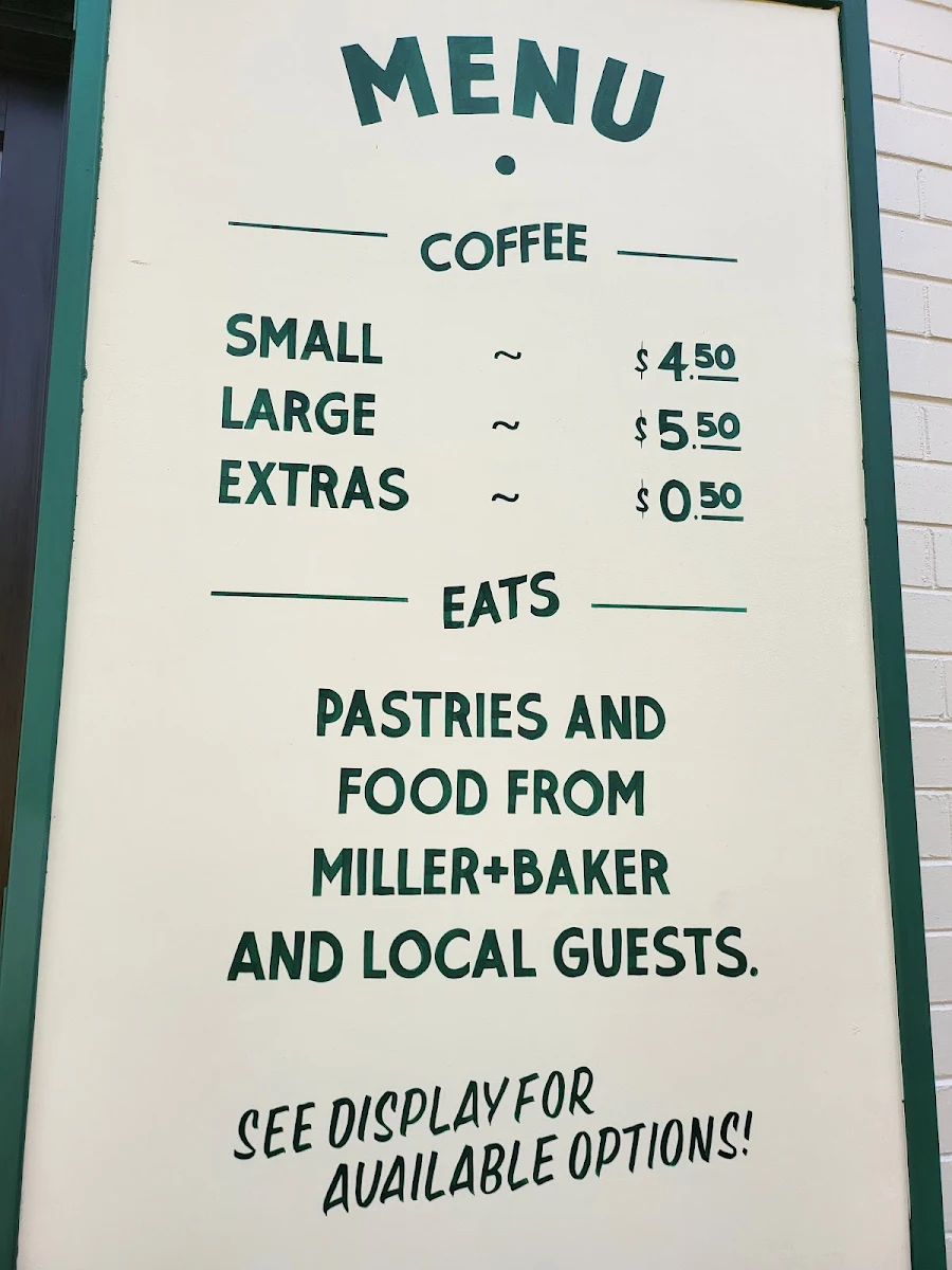 Menu, Parkside Coffee