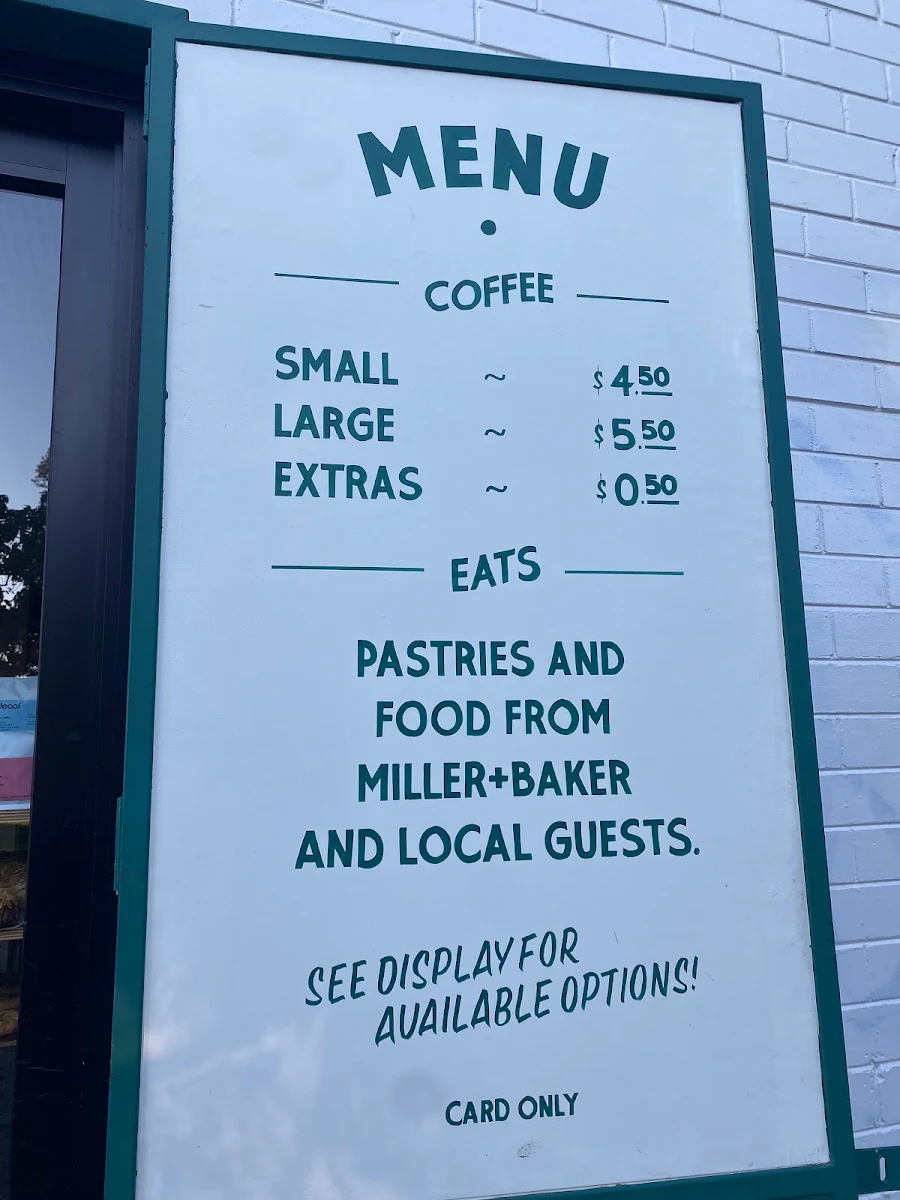 Menu, Parkside Coffee