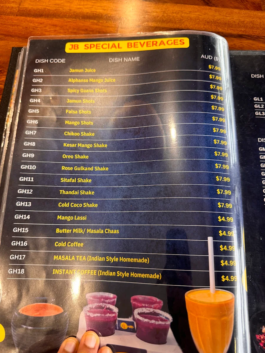 Menu, Jay Bhavani Williams Landing - Indian Vegetarian Restaurant