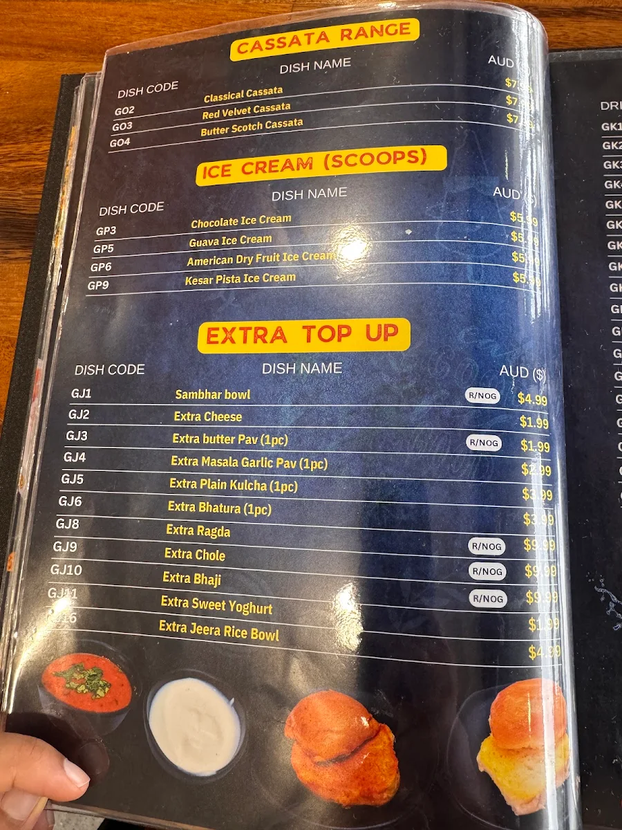 Menu, Jay Bhavani Williams Landing - Indian Vegetarian Restaurant
