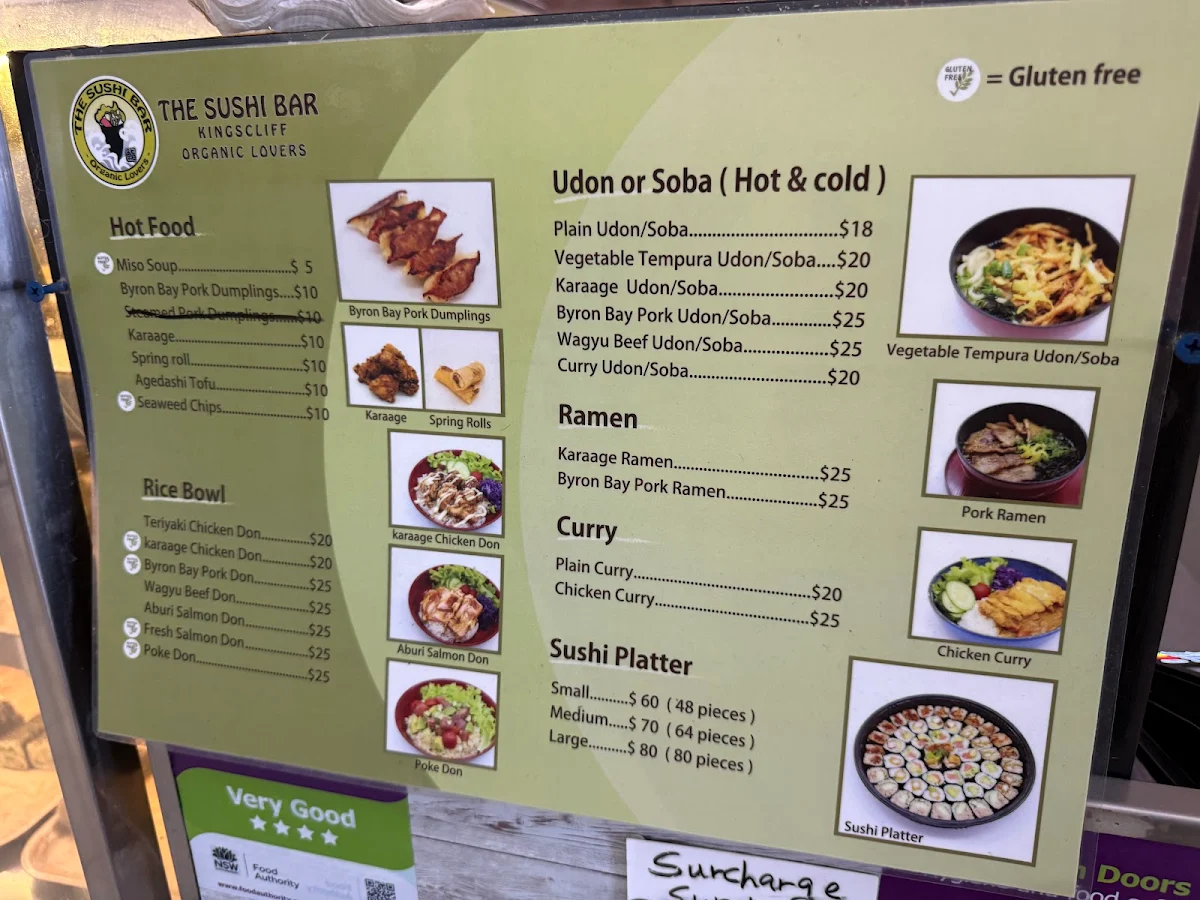 Menu, The Sushi Bar