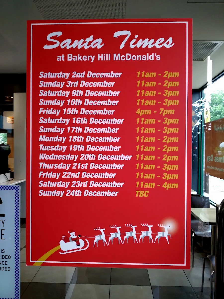 Menu, McDonald's Ballarat Sturt Street
