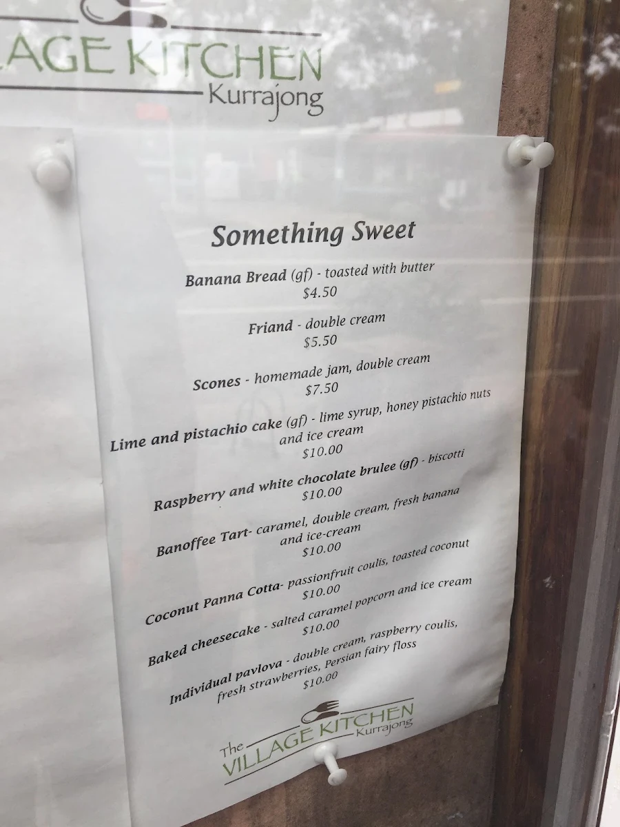 Menu, The Village Kitchen Kurrajong