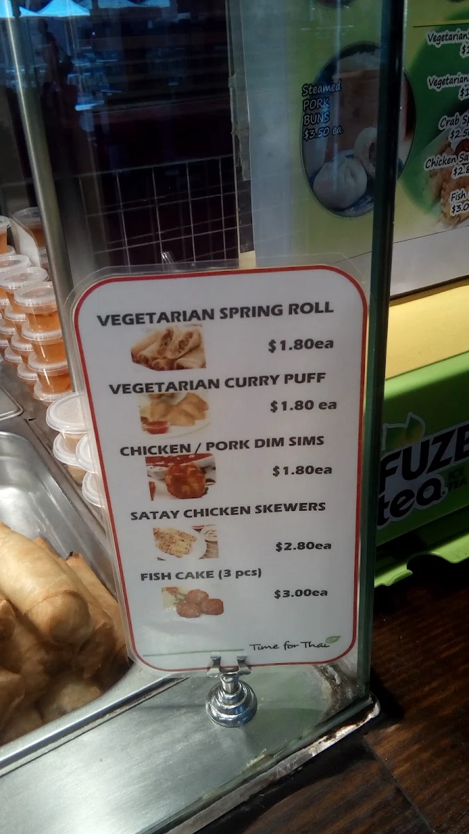 Menu, Time for Thai Brookvale
