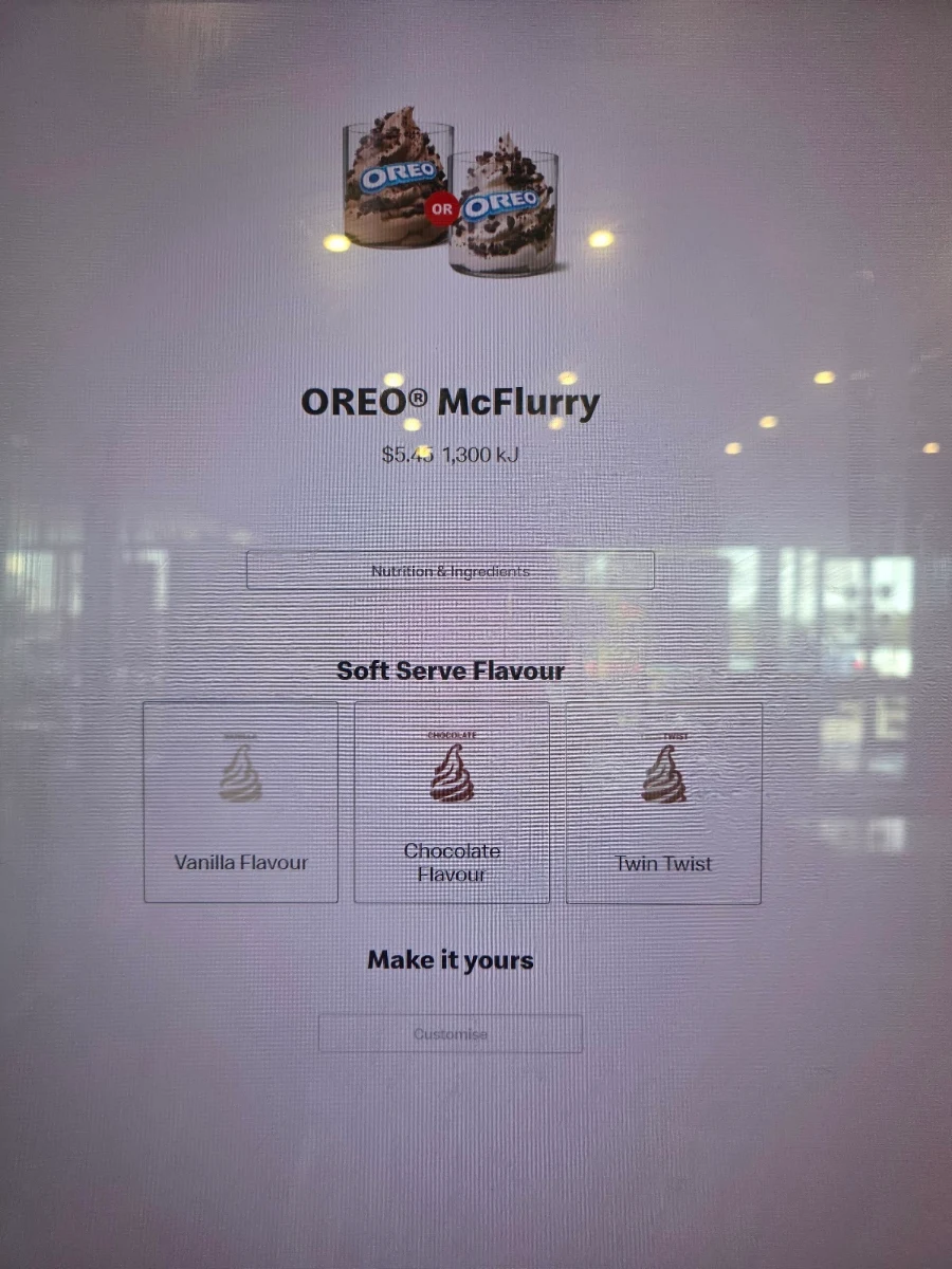 Menu, McDonald's Greenacre North