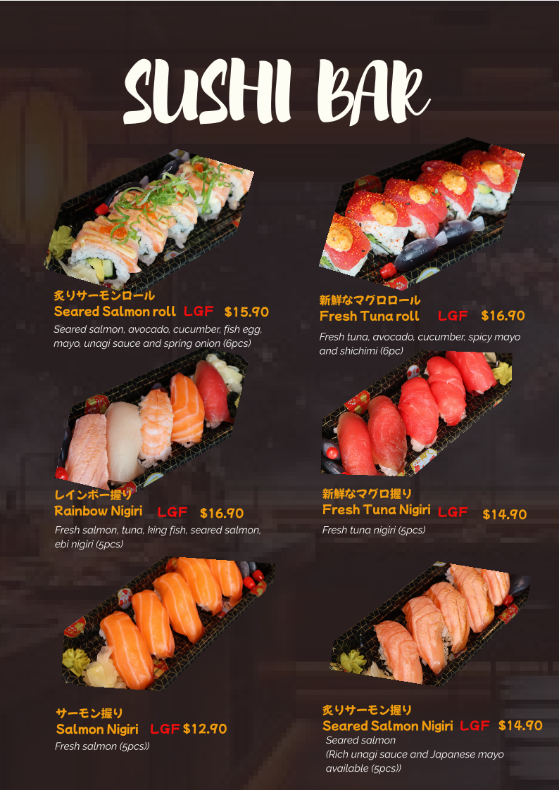 Menu, Yo-Sho Japanese Eatery