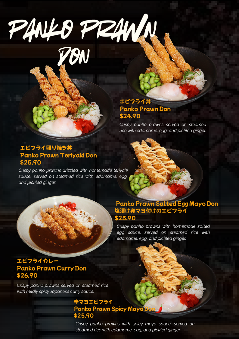 Menu, Yo-Sho Japanese Eatery