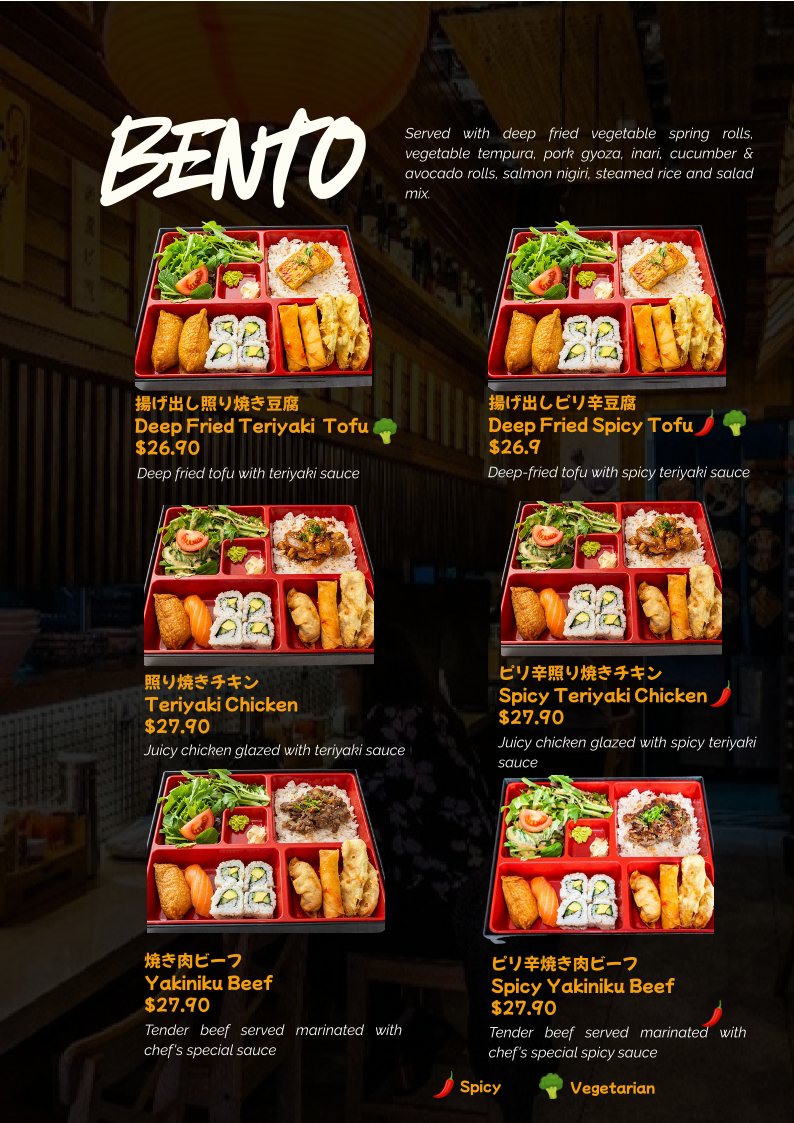 Menu, Yo-Sho Japanese Eatery