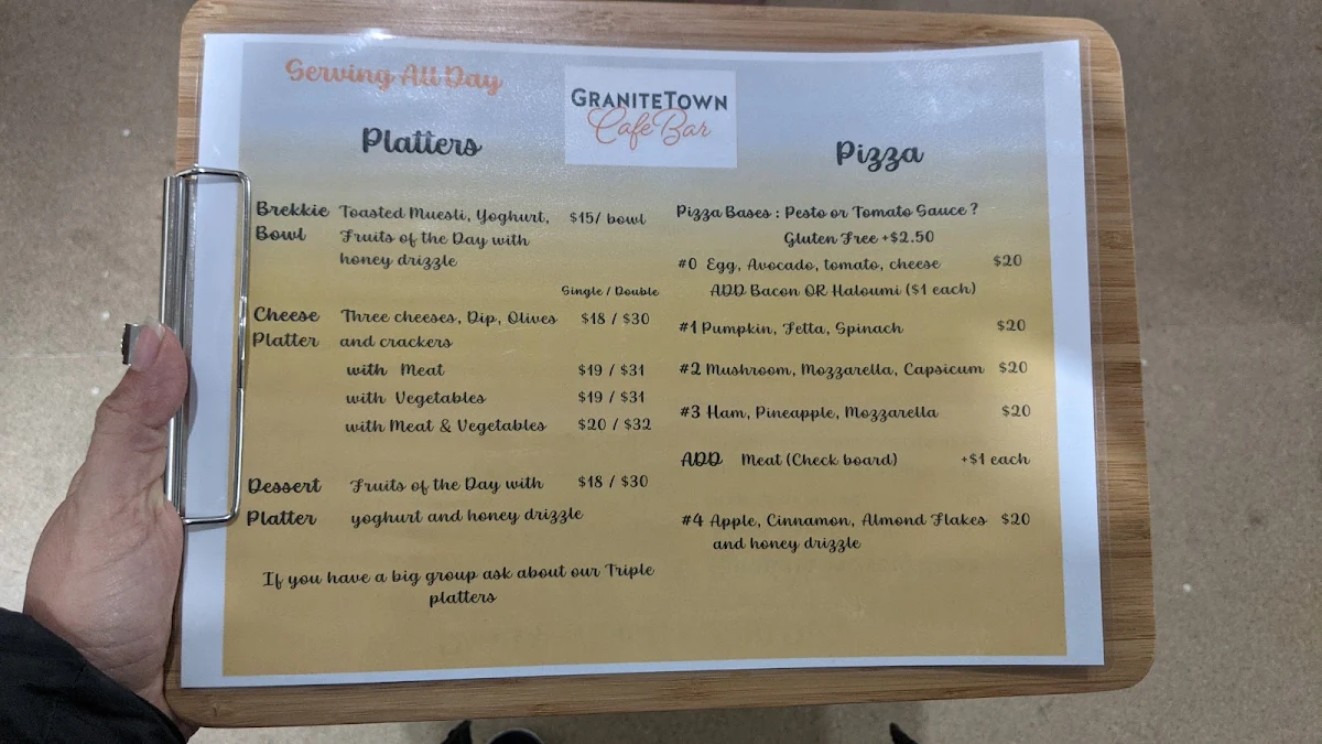 Menu, Quantum Brewery Moruya