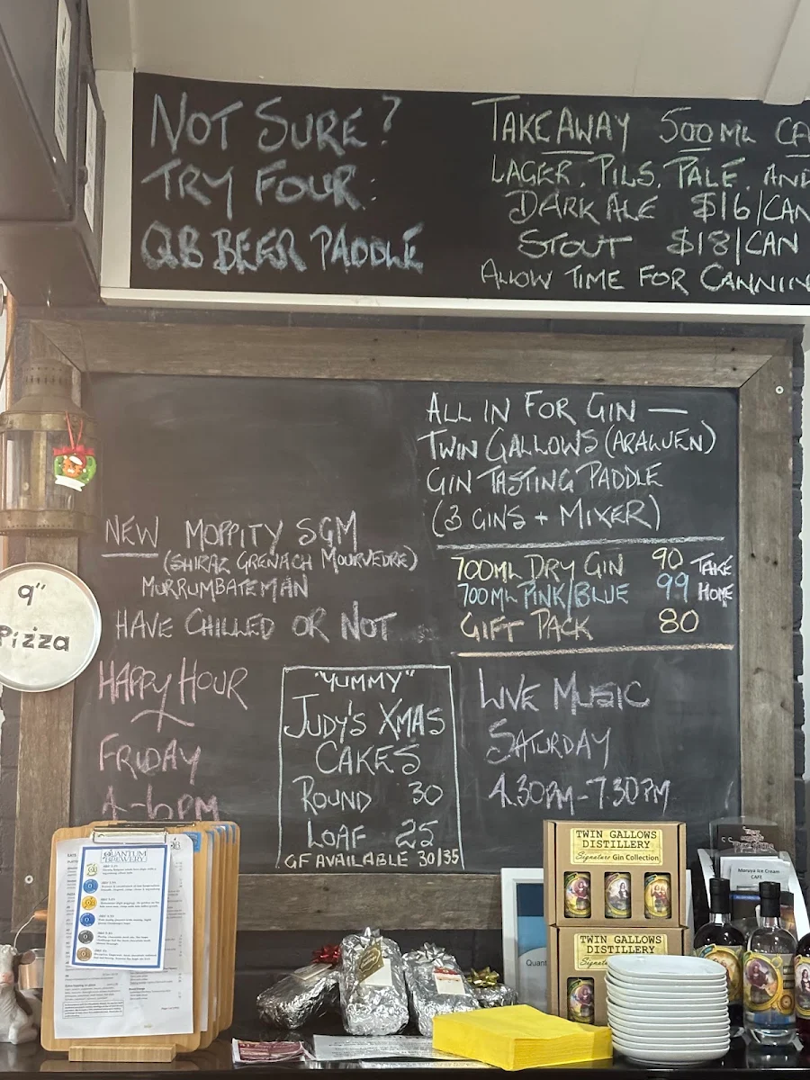 Menu, Quantum Brewery Moruya