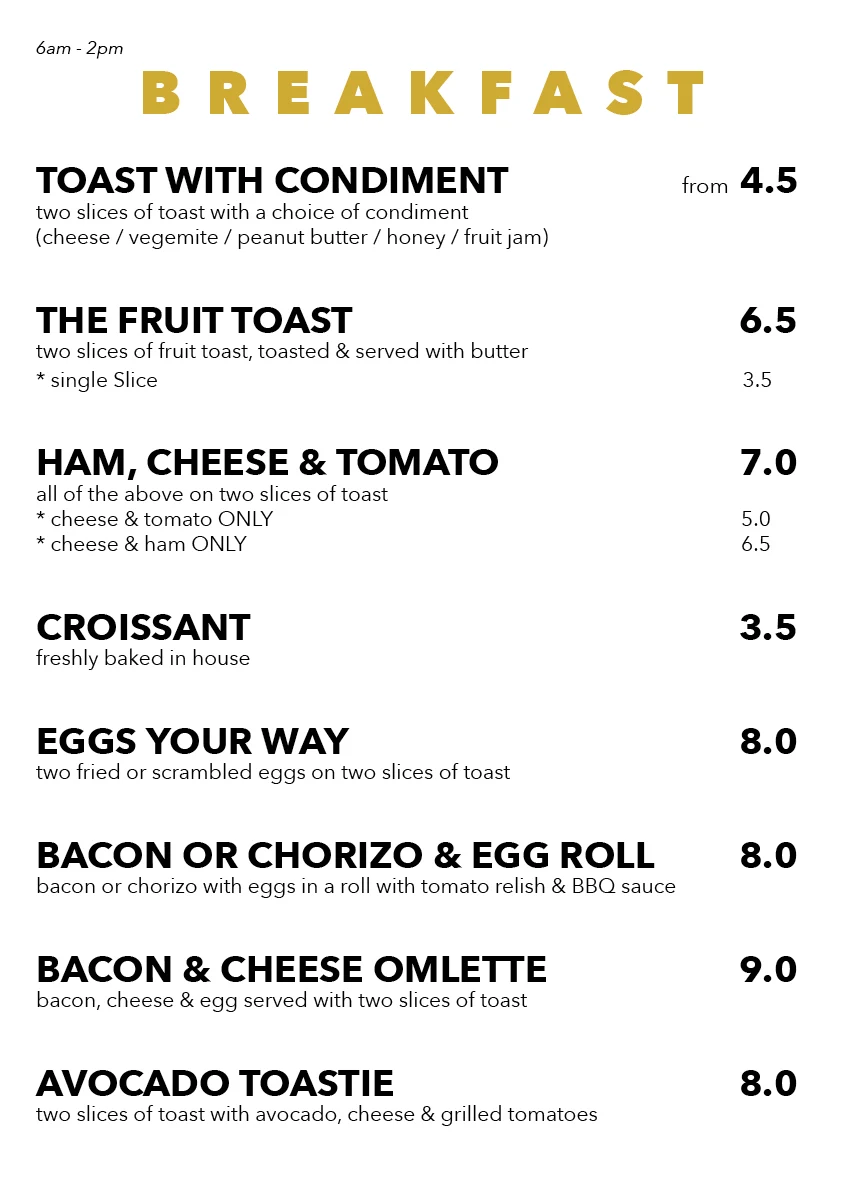Menu, 8 Miles Cafe