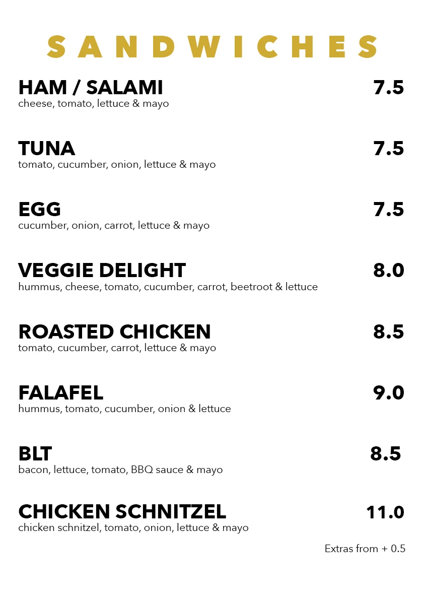 Menu, 8 Miles Cafe