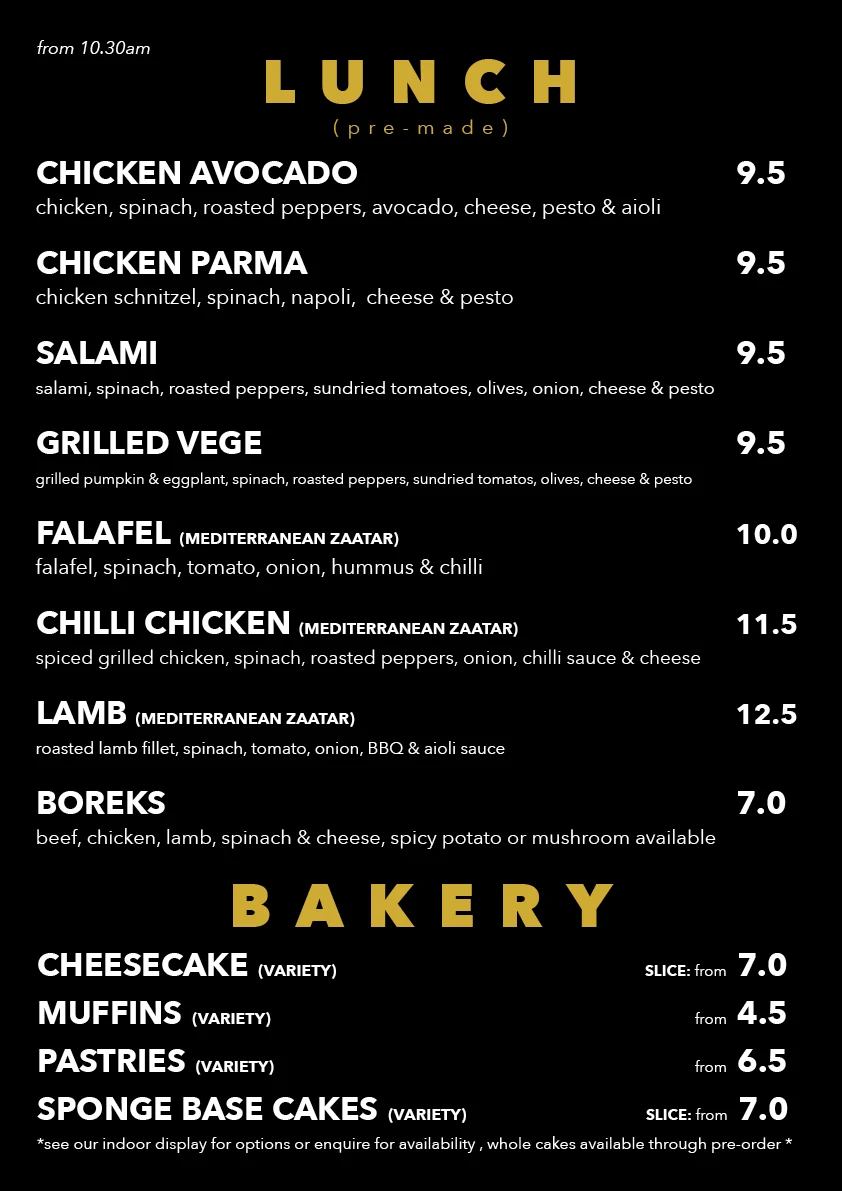 Menu, 8 Miles Cafe