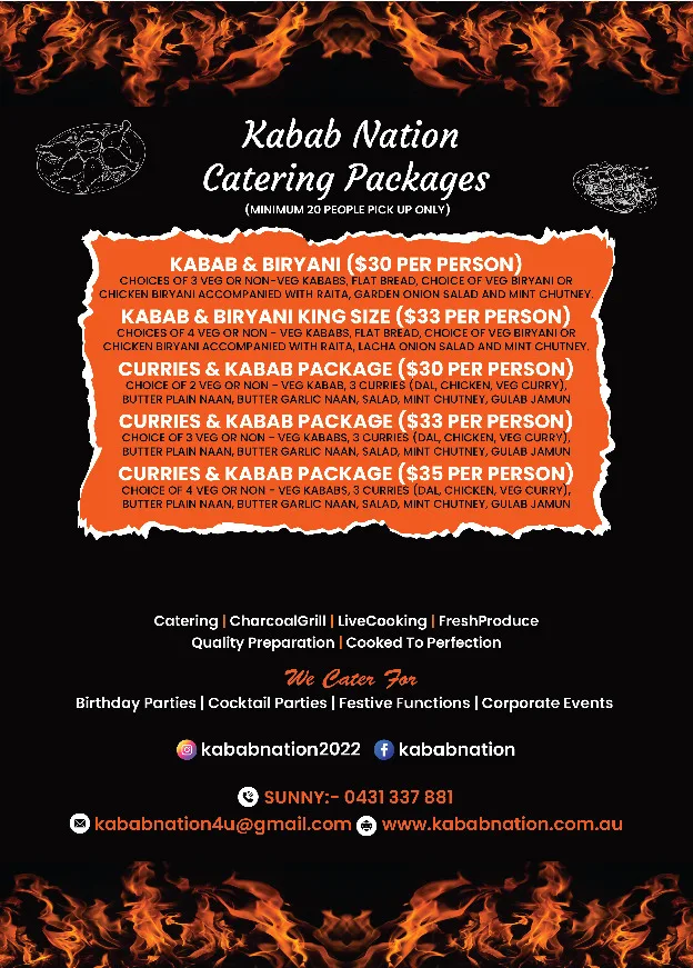 Menu, Kabab Nation