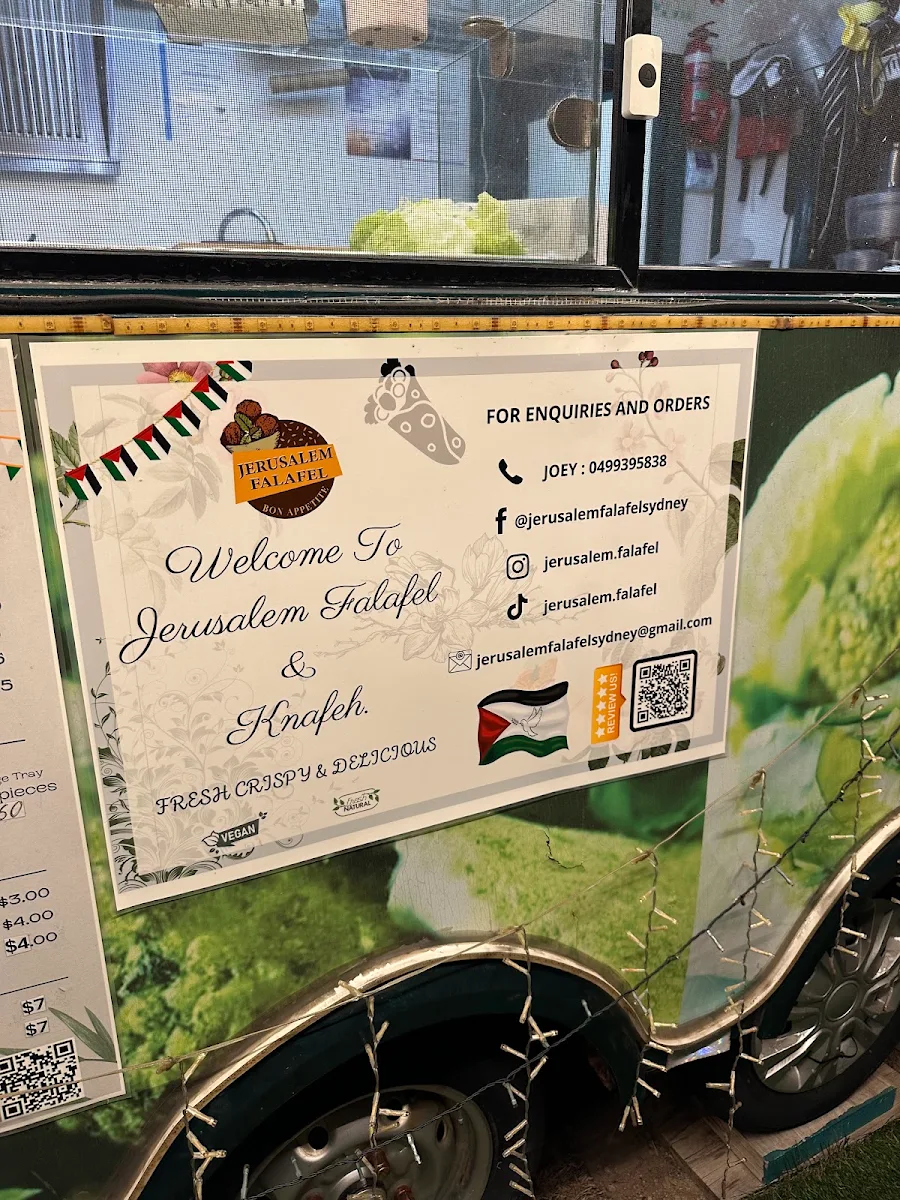 Menu, Jerusalem Falafel