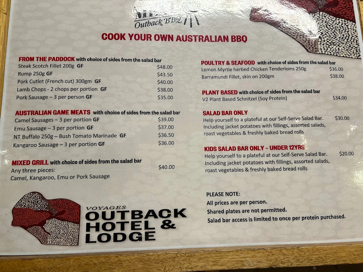 Menu, Pioneer BBQ & Bar