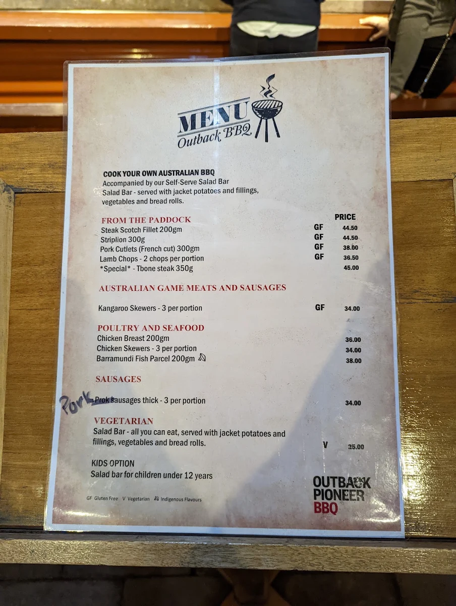 Menu, Pioneer BBQ & Bar