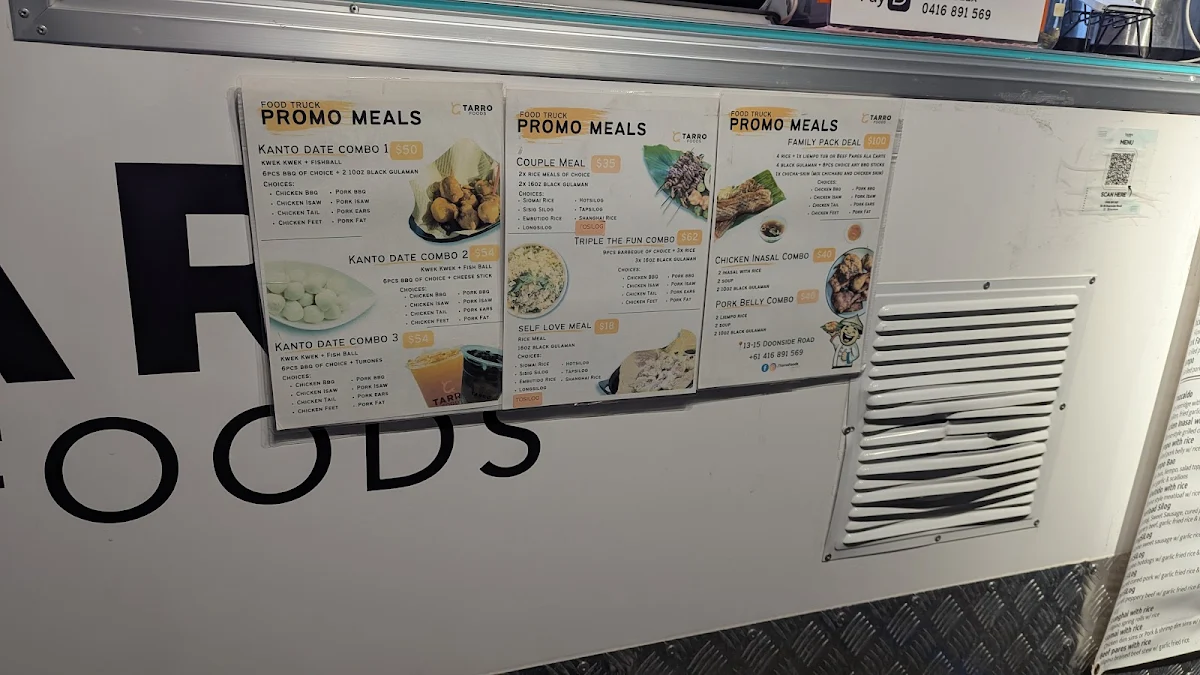 Menu, Tarro Foods