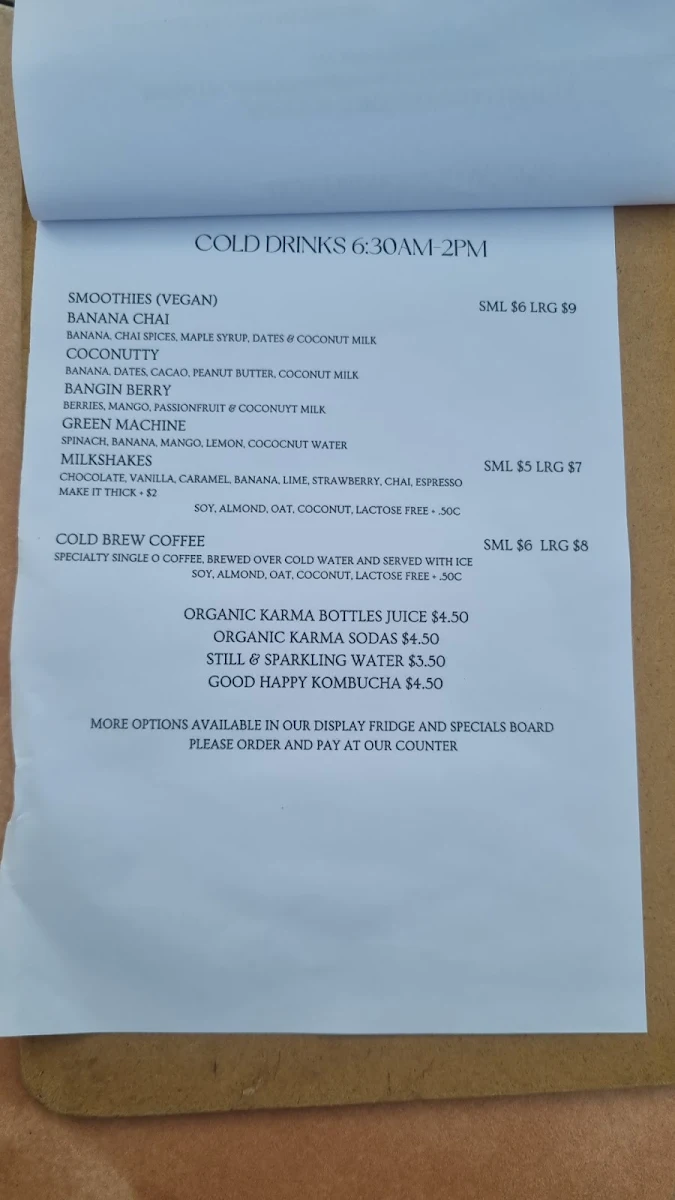 Menu, Rosie Oats