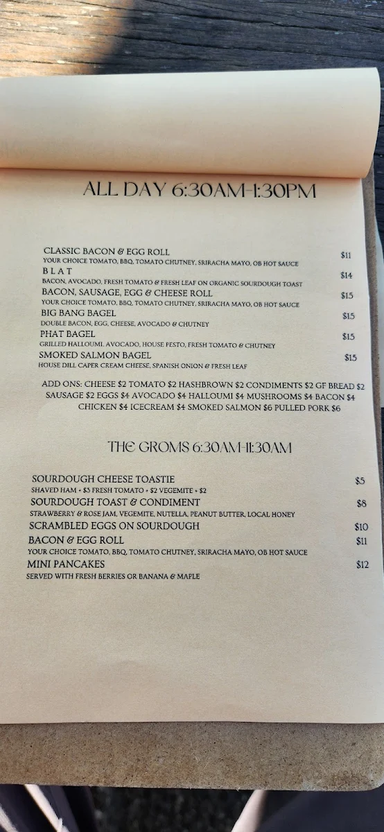Menu, Rosie Oats