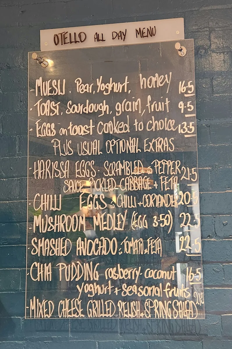 Menu, Otello Espresso
