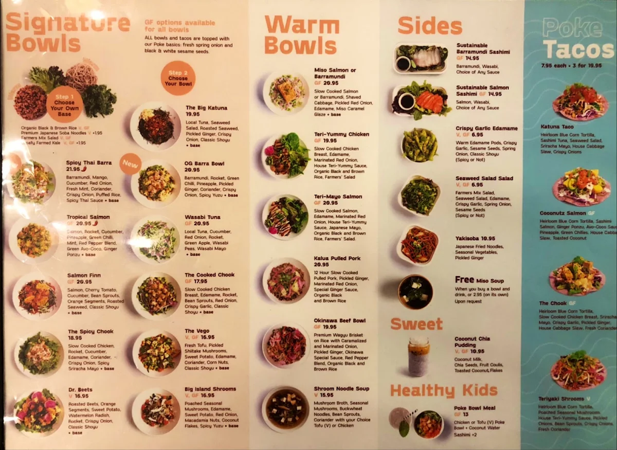 Menu, Finn Poke Pacific Fair