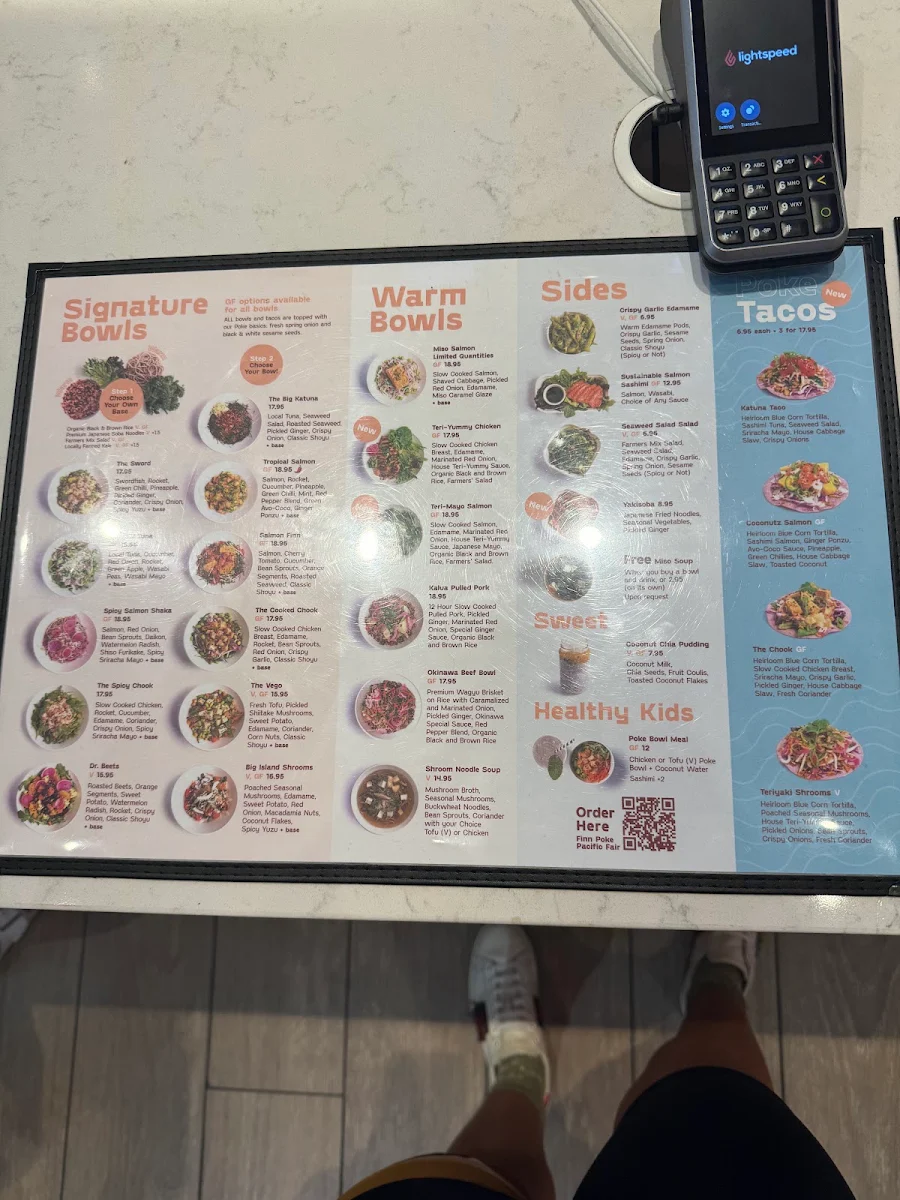 Menu, Finn Poke Pacific Fair