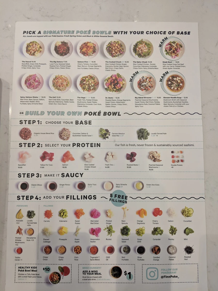 Menu, Finn Poke Pacific Fair