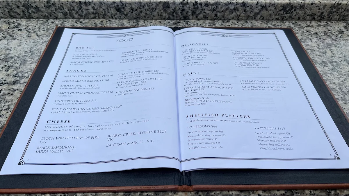 Menu, Blackbird Bar, Dining & Events