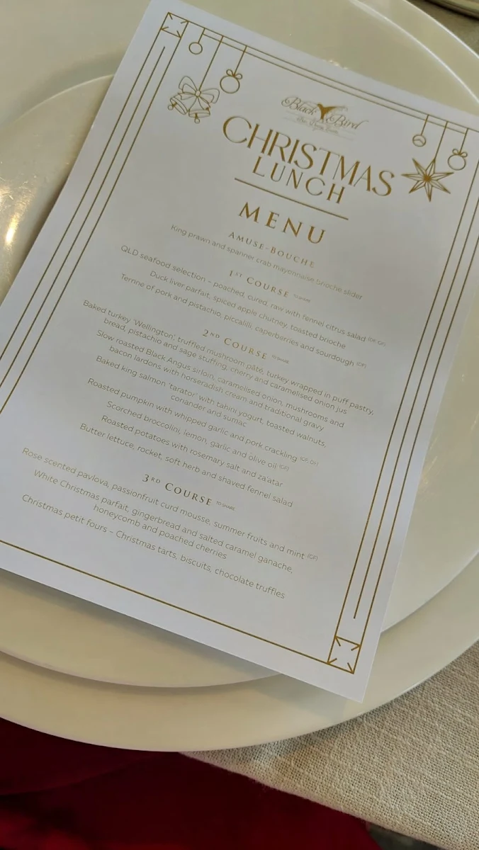 Menu, Blackbird Bar, Dining & Events