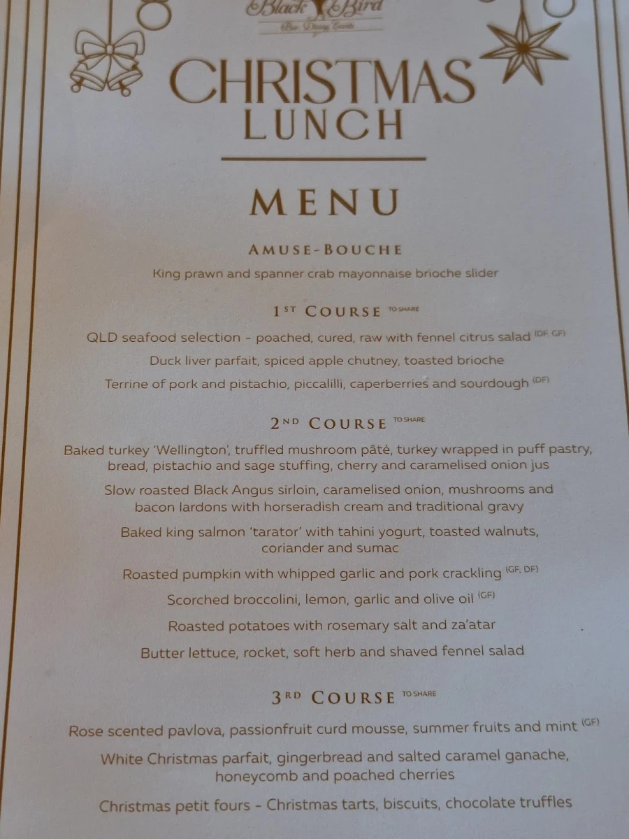 Menu, Blackbird Bar, Dining & Events