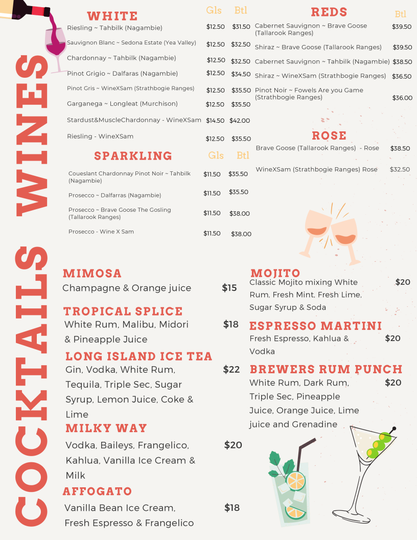 Menu, The Brewer's Table