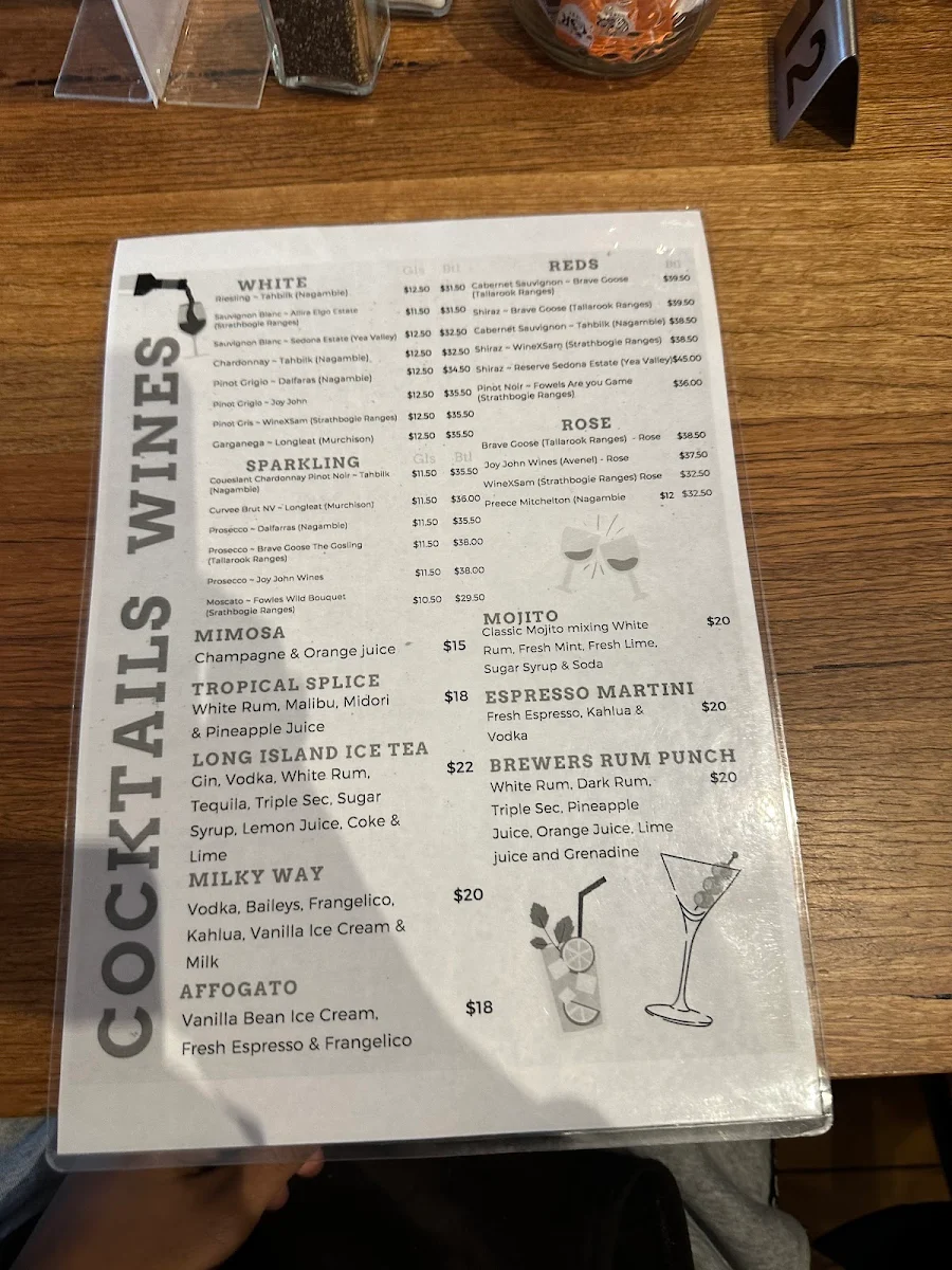 Menu, The Brewer's Table