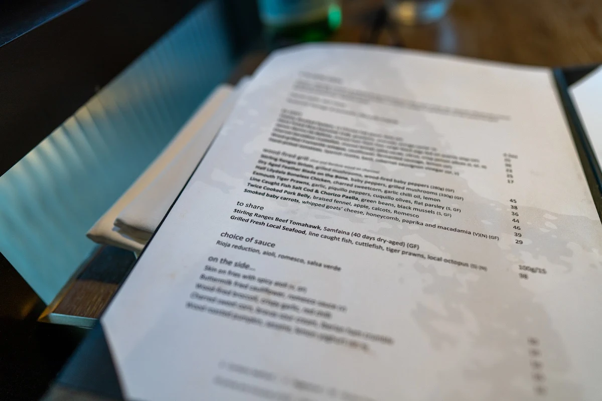 Menu, Ascua