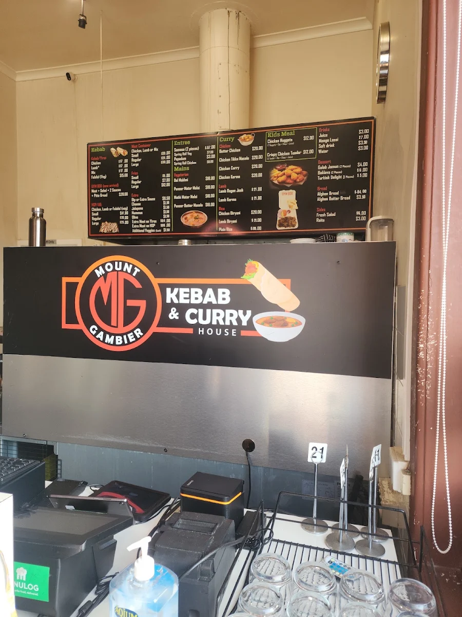 Menu, Mount Gambier Kebab & Curry House