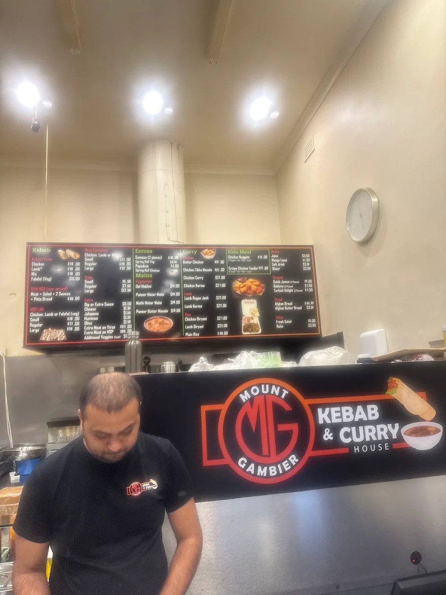 Menu, Mount Gambier Kebab & Curry House