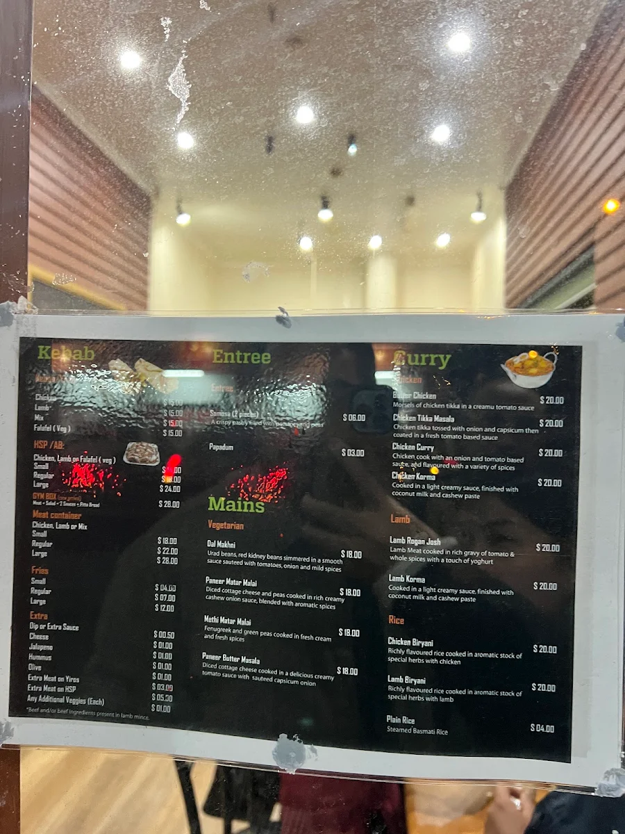 Menu, Mount Gambier Kebab & Curry House