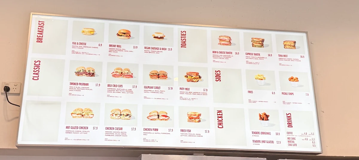 Menu, Saul’s Sandwiches