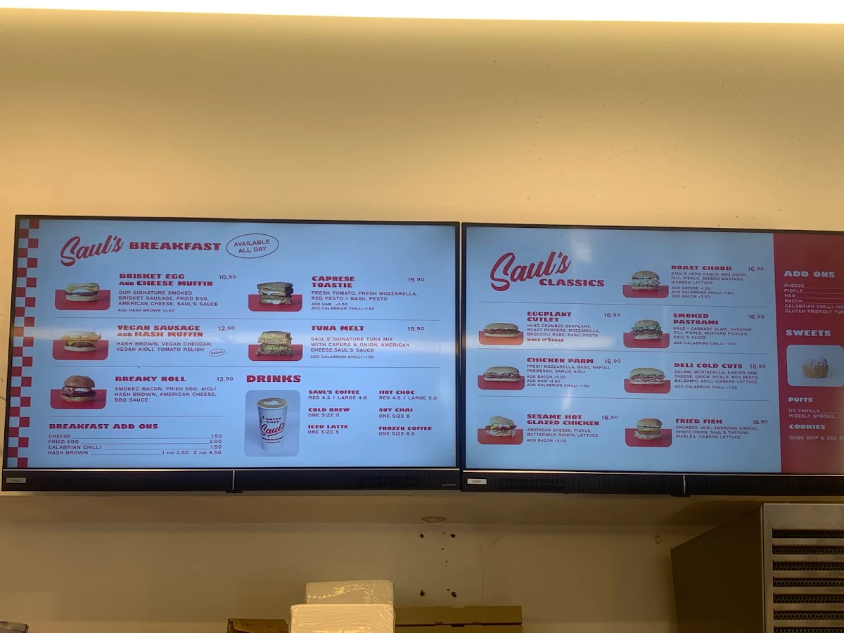 Menu, Saul’s Sandwiches