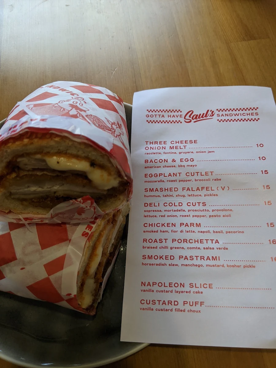 Menu, Saul’s Sandwiches