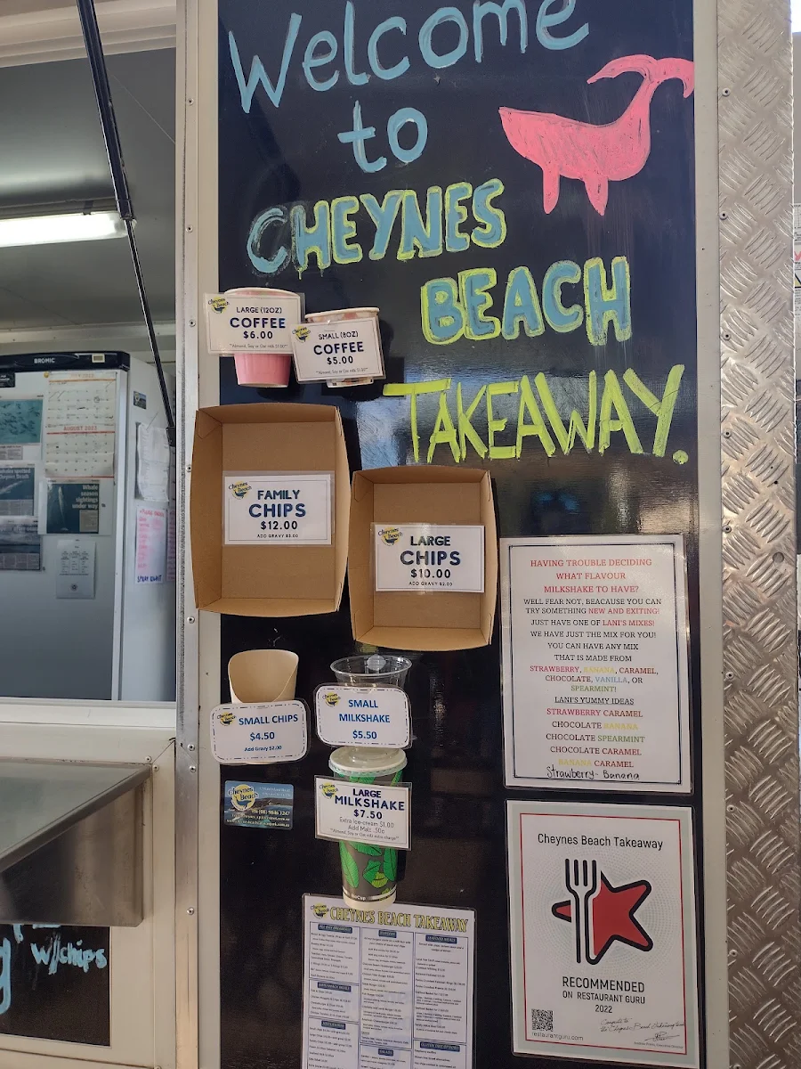 Menu, Cheynes Beach Takeaway
